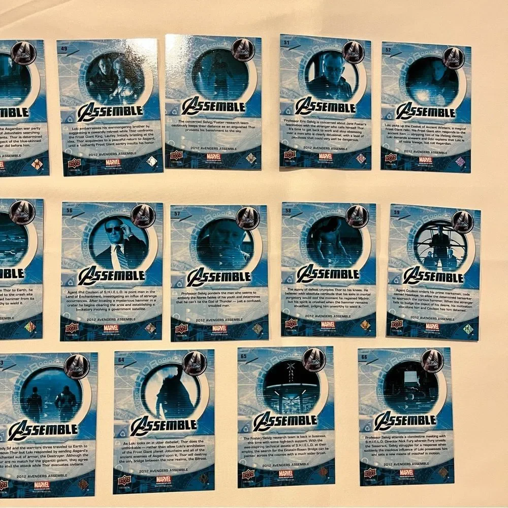 Thor Upper Deck Marvel 2012 The Avengers Assemble trading cards set 46-60, 61-66